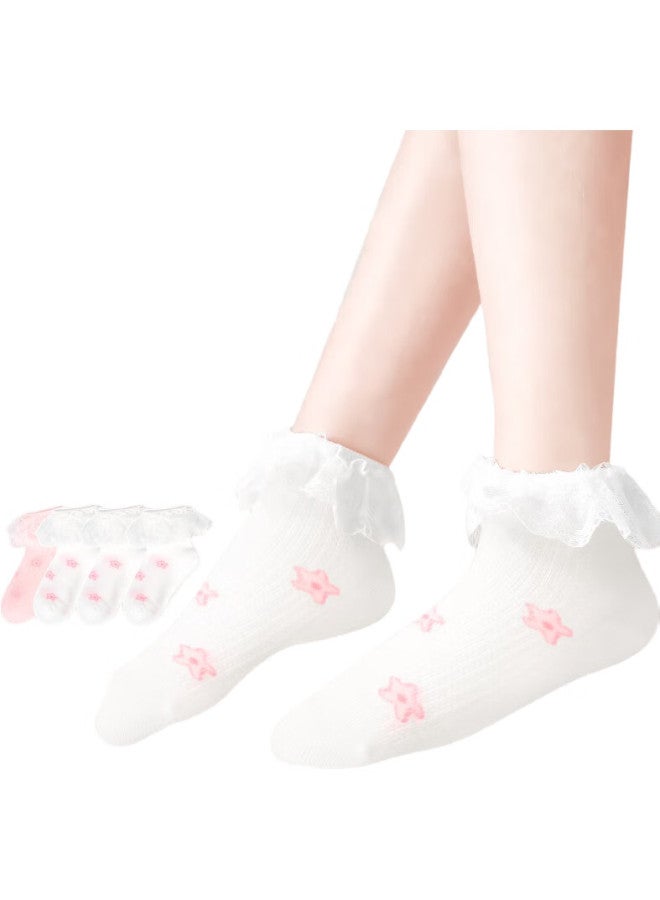 Barbie Girls' Socks, Summer Thin Style, Children'S Cotton Socks, Baby White Lace Short Socks, Girls' Mesh Socks, 22-24 - Image 1
