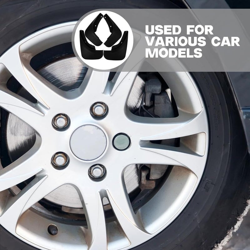 Garneck 4pcs Car Tire Mudguard Mud Flaps Set Soft Rubber Splash Guards Compatible with 2003 Compact Sedan Wheels Exterior Mud Protector for All-Season Use - Image 4