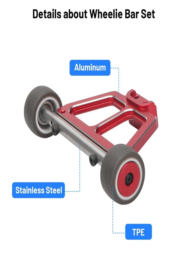 daitoku RC Wheelie Bar Aluminum Wheelie Bar Upgrade Parts for Traxxas Mini Maxx BL-2s 107154-1 Mini Slash XRT VXL-3S 108076-1 - Red - Image 4
