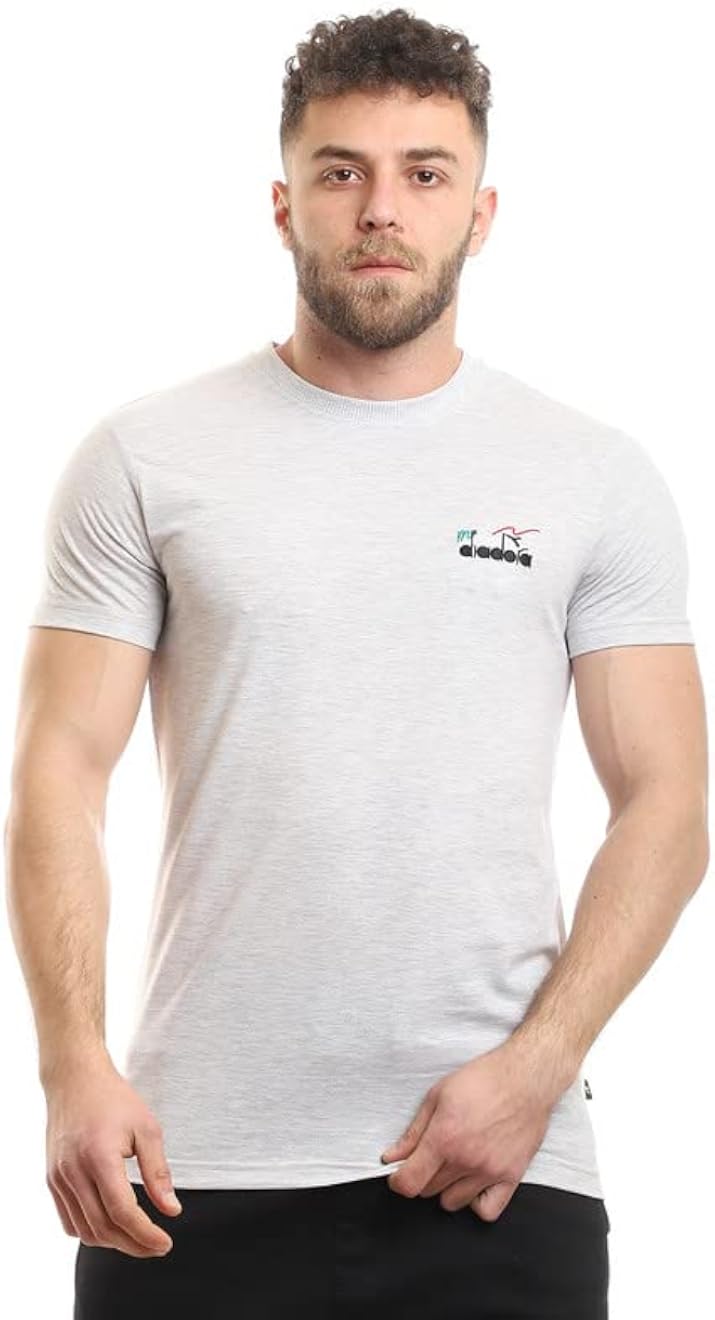 Diadora Men Cotton Basict-Shirt - Grey L