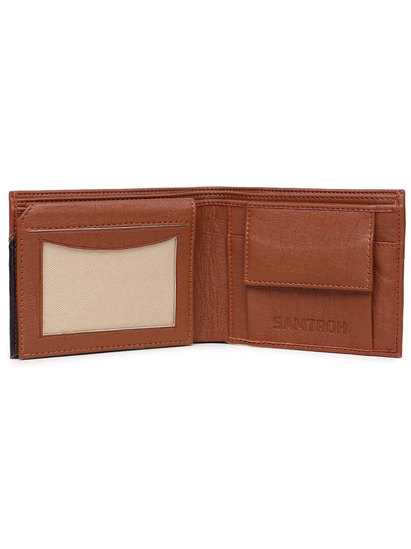 SAMTROH Men’s PU Leather Wallet with Snap Closure | Stylish Bi-Fold Wallet with 2 Compartments, Slim Design & Durable Finish | Ideal Purse for Men and Boys Everyday Use (Tan) - Image 3