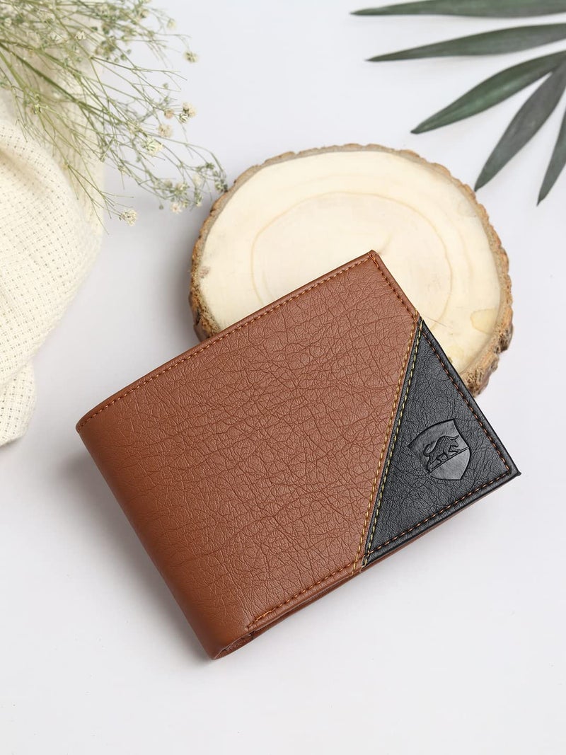 SAMTROH Men’s PU Leather Wallet with Snap Closure | Stylish Bi-Fold Wallet with 2 Compartments, Slim Design & Durable Finish | Ideal Purse for Men and Boys Everyday Use (Tan) - Image 2