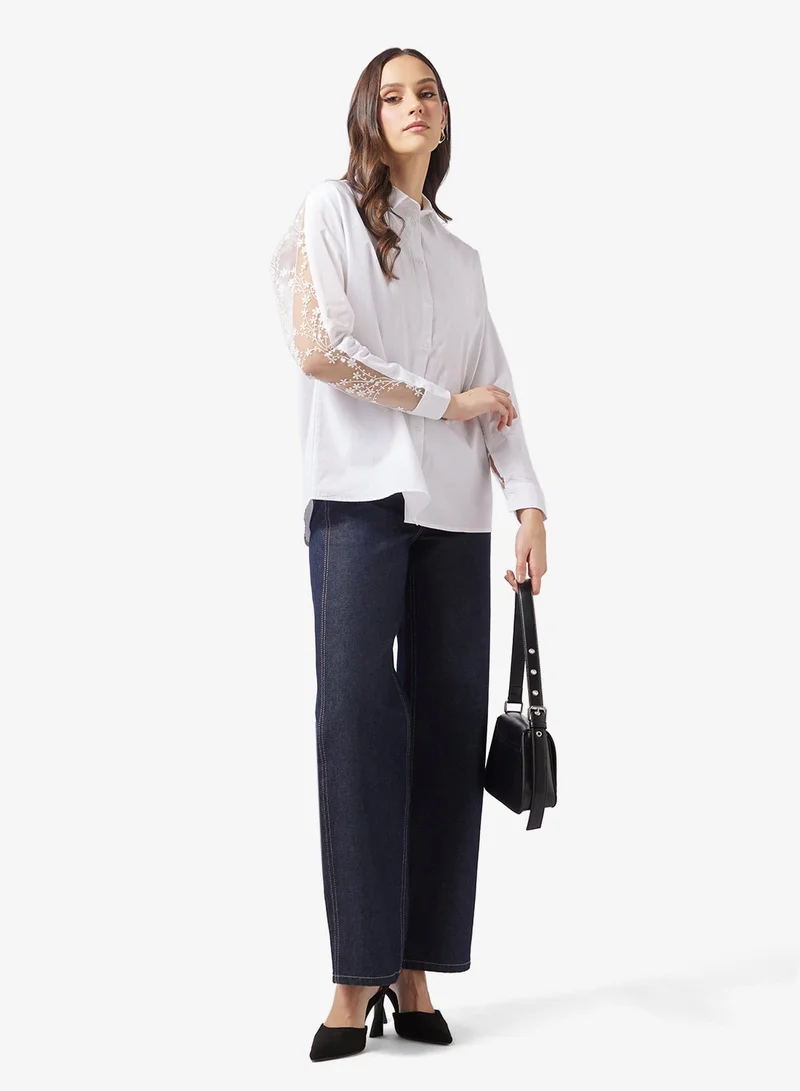 Ella  Button Down Shirt Lace Shirt for Women | Best Price UAE