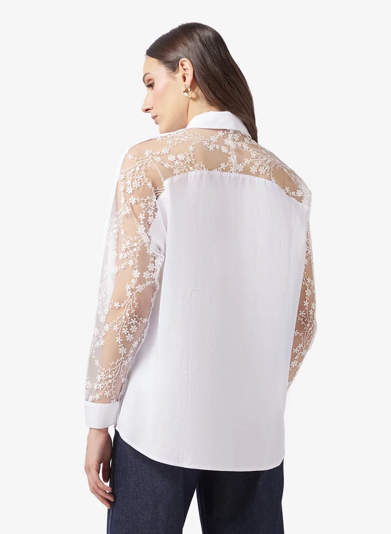 Ella  Button Down Shirt Lace Shirt for Women | Best Price UAE