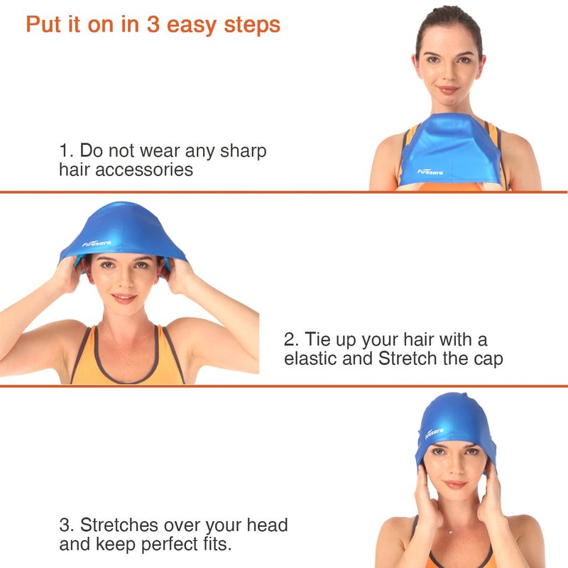 Firesara Swim Cap, Firesara Original Undated Swimming Cap 3D Ergonomic Design Comfortable Durable Ear Protection for Women Kids Adults Men Boys Girls for Long or short Hair with Nose Clip and Ear Plugs (Black) - Image 5