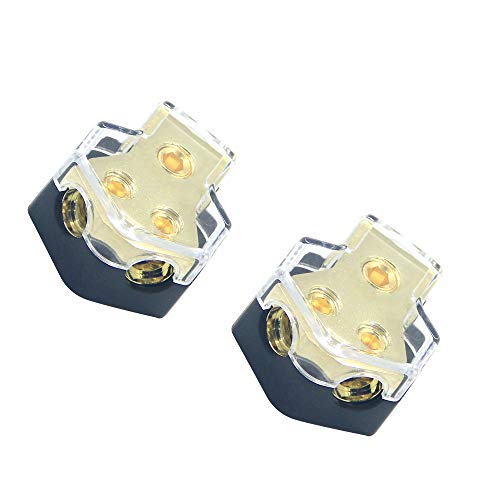 ZOOKOTO 0/2/4 Gauge in 4/8/10 Gauge Out Amp Power Distribution Block Car Audio Splitter 2 Way Outputs Power Distributor Block Fuse Holder 2Pcs - Image 1