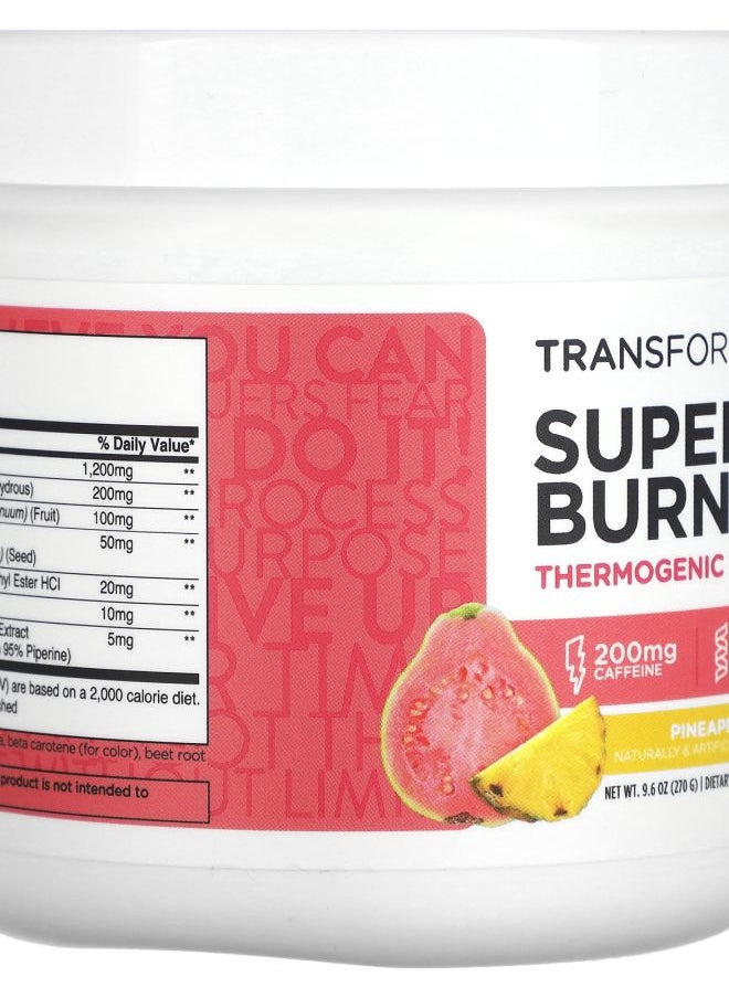 TransformHQ Super Burner Thermogenic Drink Mix Pineapple Guava 9.6 oz (270 g)  - Image 2
