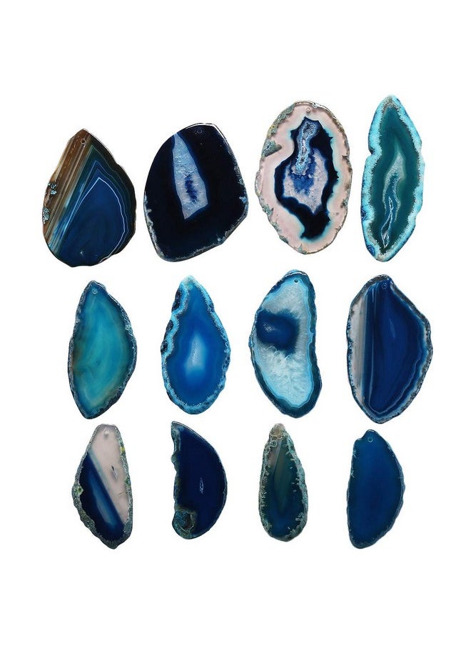 mookaitedecor Polished Agate Slices Geode Top Drilled Pendant Slice For Jewelry Making Pack Of 12  - Image 1