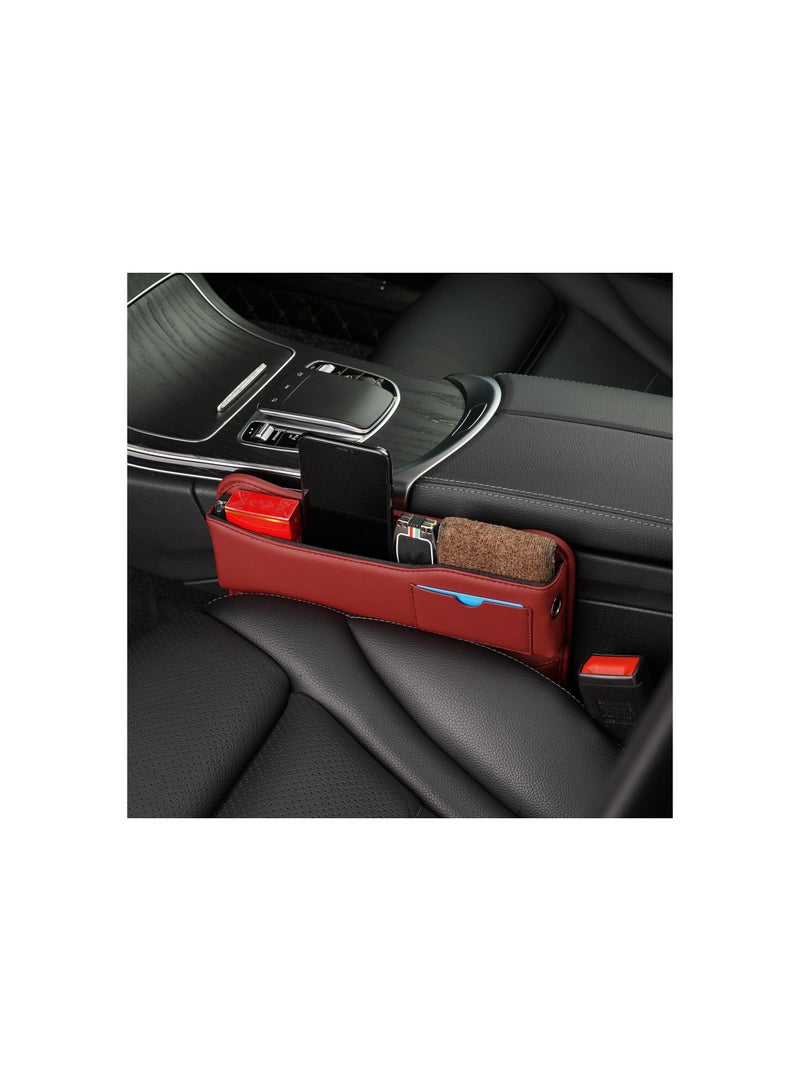 SOLARAE Car Seat Gap Organizer - Adjustable Leather Front Seat Filler for Phones, Sunglasses, Money, Cards, Keys, and Remotes - Multifunctional Car Accessory (Brown) - Image 4