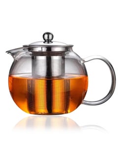 LOOPITYS 1300ml large capacity glass teapot with detachable stainless steel tea drain, handmade transparent teapot for loose leaf tea, suitable for safe heating in stoves and microwave ovens  - Image 1