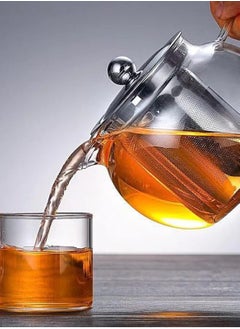 LOOPITYS 1300ml large capacity glass teapot with detachable stainless steel tea drain, handmade transparent teapot for loose leaf tea, suitable for safe heating in stoves and microwave ovens  - Image 5