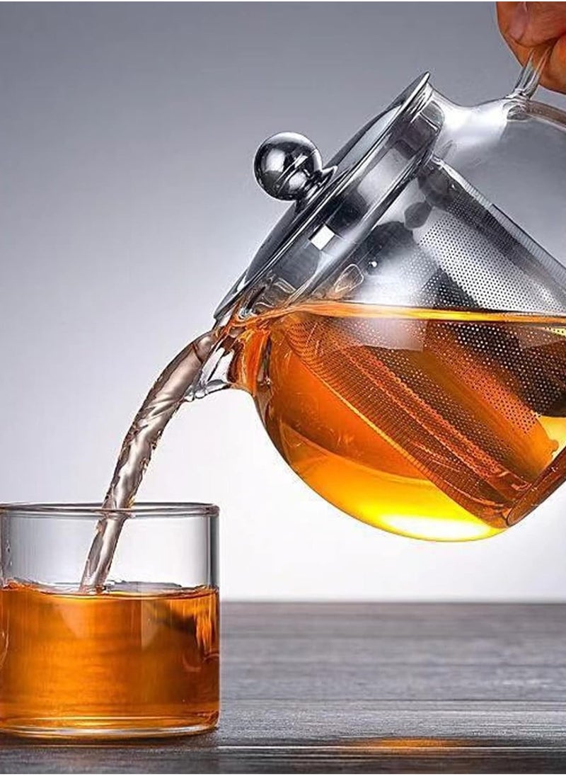 LOOPITYS 1300ml large capacity glass teapot with detachable stainless steel tea drain, handmade transparent teapot for loose leaf tea, suitable for safe heating in stoves and microwave ovens  - Image 5