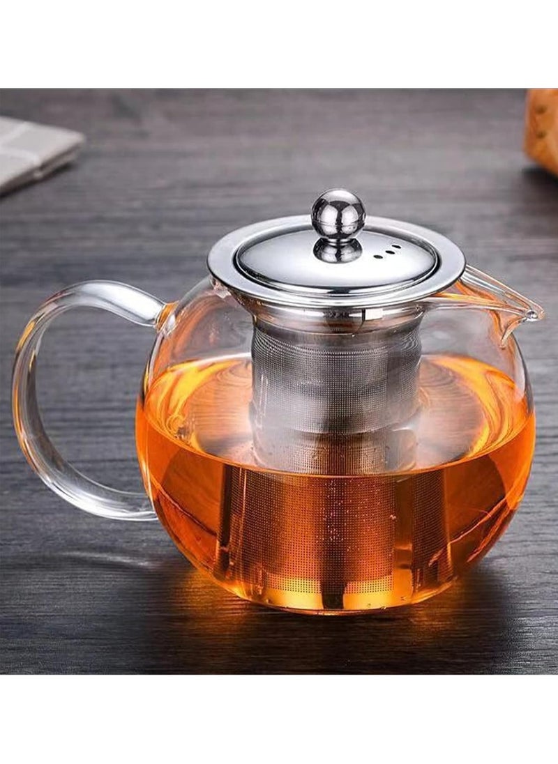 LOOPITYS 1300ml large capacity glass teapot with detachable stainless steel tea drain, handmade transparent teapot for loose leaf tea, suitable for safe heating in stoves and microwave ovens  - Image 4