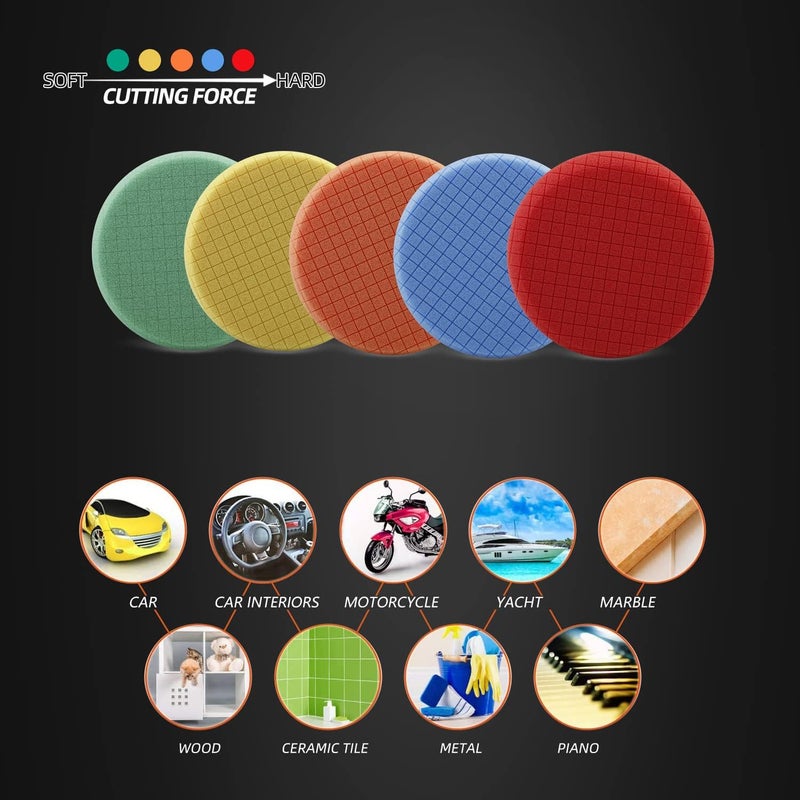 SPTA 5Pc Polishing Pad Kit for Car Buffers - Image 5