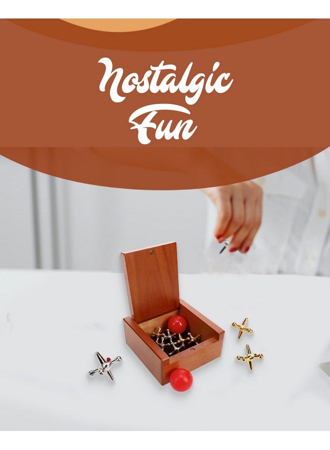 WE Games Metal Jacks Set - Classic Jacks Game with 2 Red Balls in Keepsake Wooden Box - Nostalgic Floor Game - Image 4