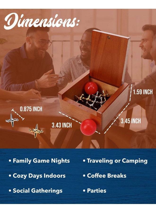 WE Games Metal Jacks Set - Classic Jacks Game with 2 Red Balls in Keepsake Wooden Box - Nostalgic Floor Game - Image 2