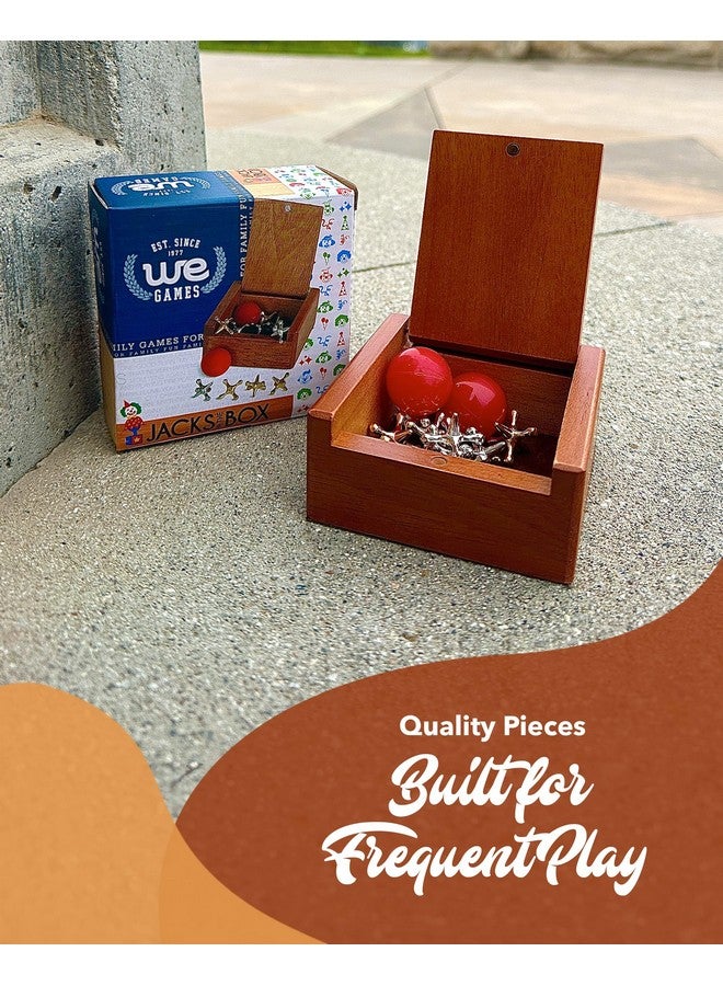WE Games Metal Jacks Set - Classic Jacks Game with 2 Red Balls in Keepsake Wooden Box - Nostalgic Floor Game - Image 3