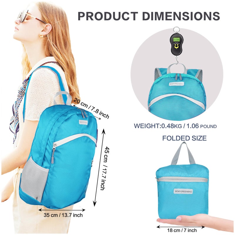 BEMYGREENBAG 35L Foldable Waterproof Backpack For Outdoor Sports With Inside Wet Clothes Compartment Packable For Multiple Uses Ultra Lightweight Ideal For Hiking Men And Women Travel(Sky Blue) - Image 2