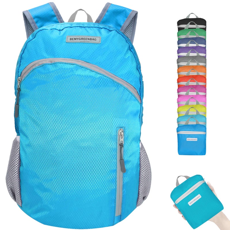 BEMYGREENBAG 35L Foldable Waterproof Backpack For Outdoor Sports With Inside Wet Clothes Compartment Packable For Multiple Uses Ultra Lightweight Ideal For Hiking Men And Women Travel(Sky Blue) - Image 1