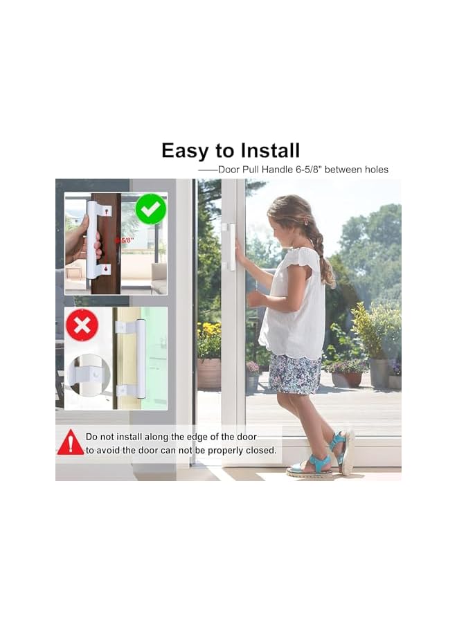 PROMASS Sliding Door Handle, 8" Aluminum Sliding Glass Door Pull, Sliding Patio Door Handles, Fits 6-5/8 in Mounting Holes, for Old or Damaged Door Pull, for Patio and Glass Doors, Replacement Door Handle - Image 2