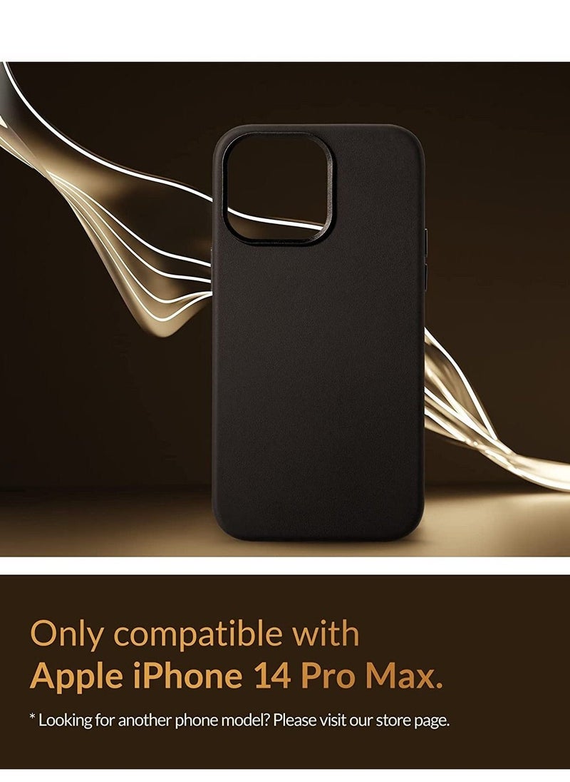 Raxoom (for iPhone 14 Pro Max) - European Nappa Leather Case - Smoothen and Soften Over Time - Compatible with Magsafe Black - Image 4