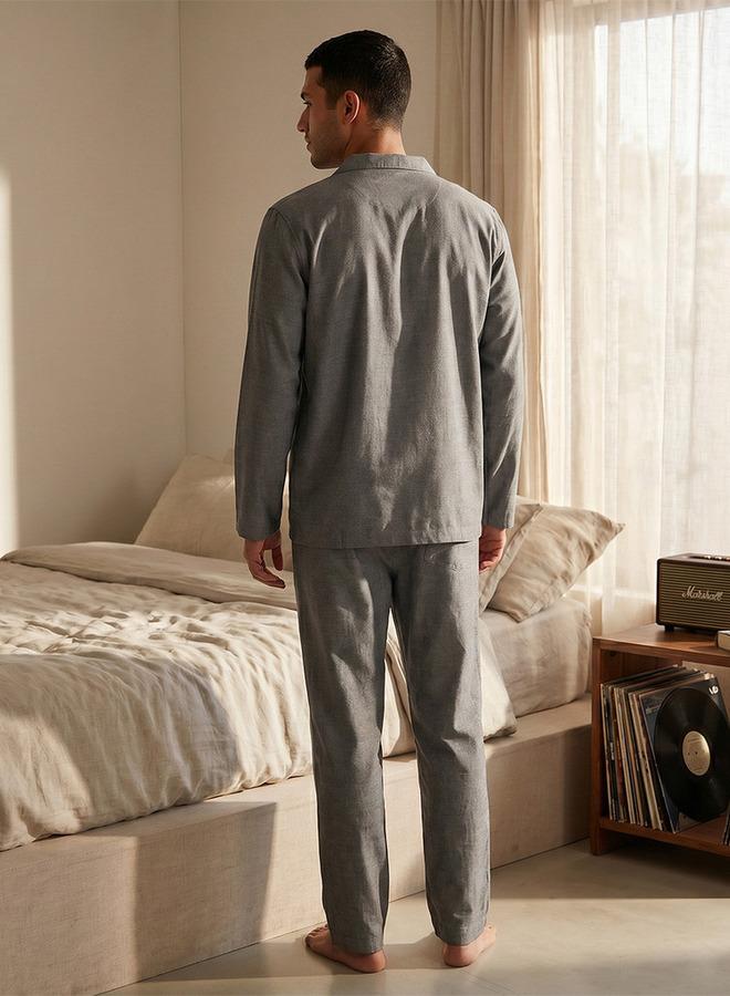 Splash FAV Textured Camp Collar Nightwear Set - Image 4