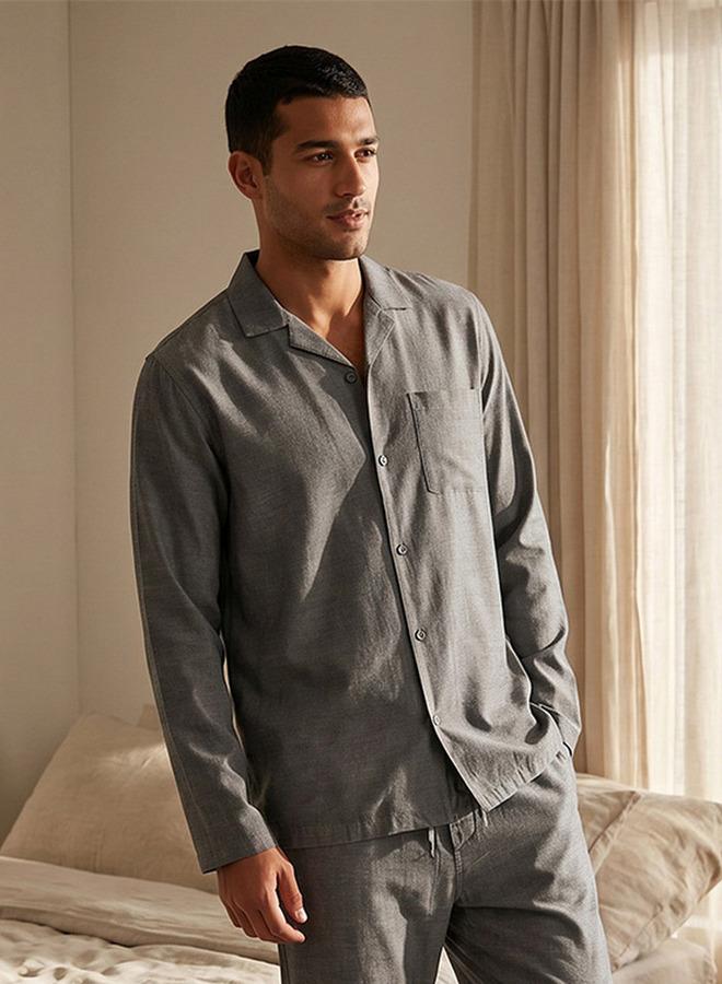 Splash FAV Textured Camp Collar Nightwear Set - Image 3