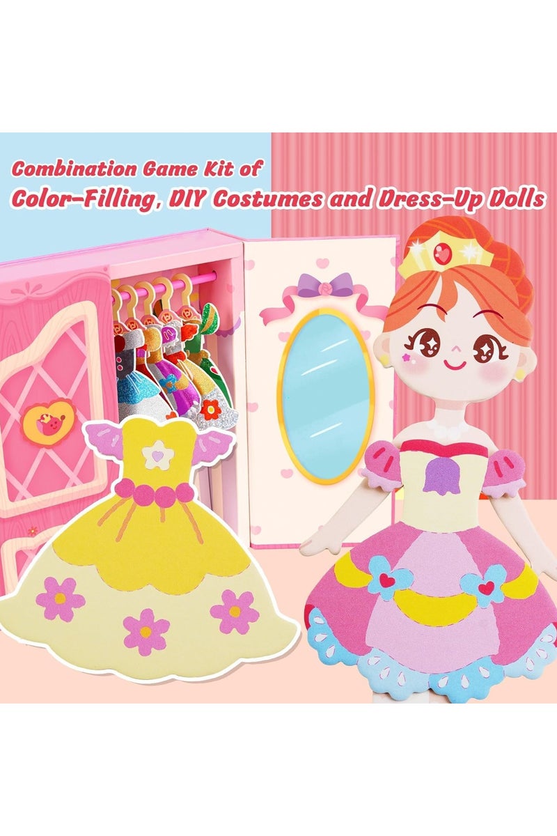 general Dress-up paper doll toy set with wardrobe storage box, reusable DIY clothing, stickers and dresses suitable for girls aged 4-7, creative dress-up game set. - Image 2