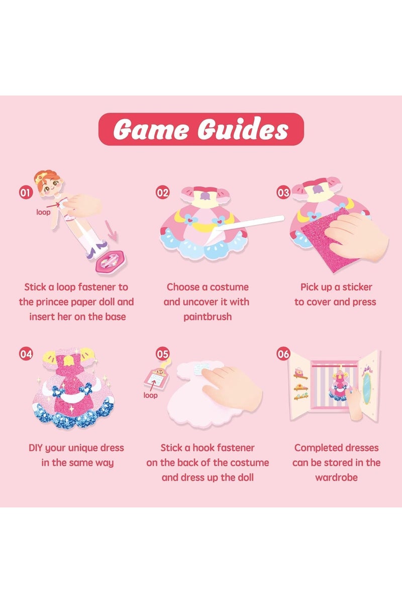 general Dress-up paper doll toy set with wardrobe storage box, reusable DIY clothing, stickers and dresses suitable for girls aged 4-7, creative dress-up game set. - Image 5