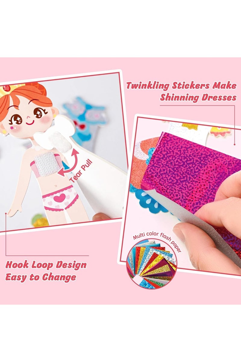 general Dress-up paper doll toy set with wardrobe storage box, reusable DIY clothing, stickers and dresses suitable for girls aged 4-7, creative dress-up game set. - Image 4