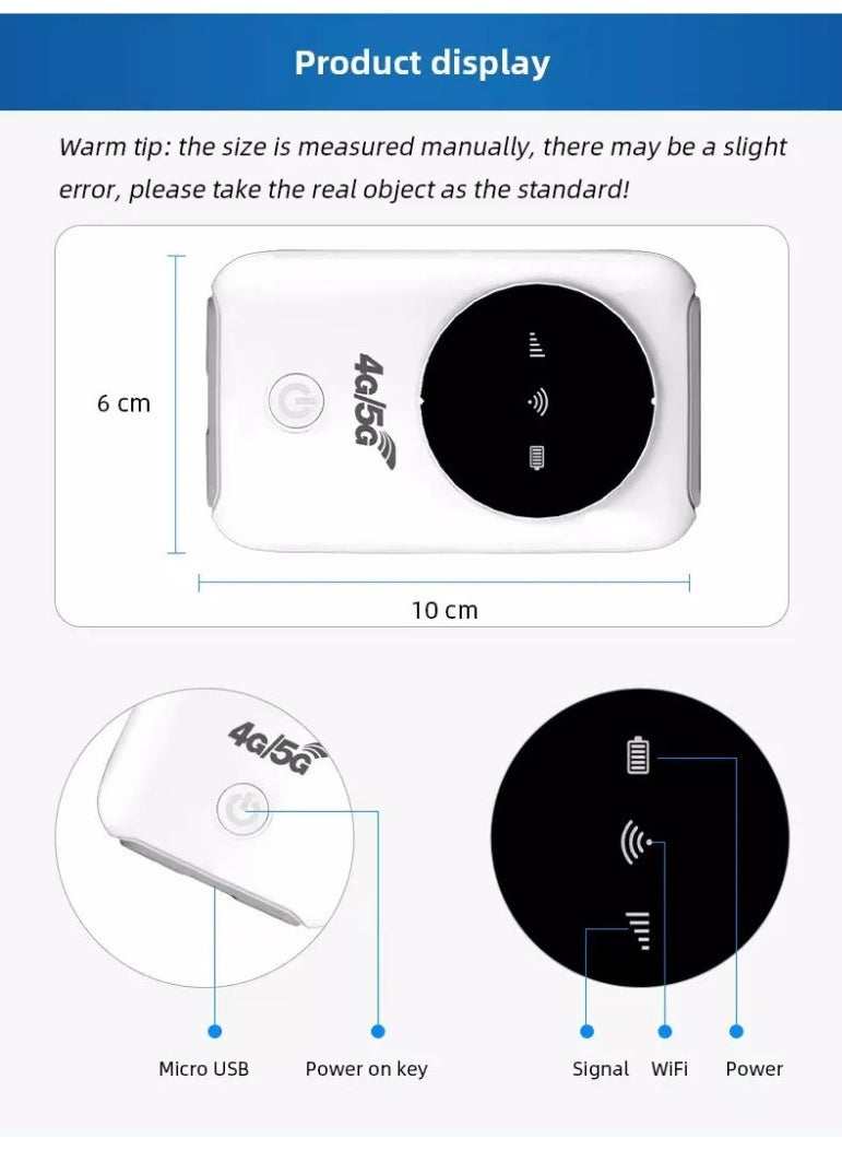 General Portable Mobile WiFi, 4G LTE Portable WiFi SIM Card Slot Unlock 5G WiFi Wireless Lightweight portable wifi sharer  - Image 4