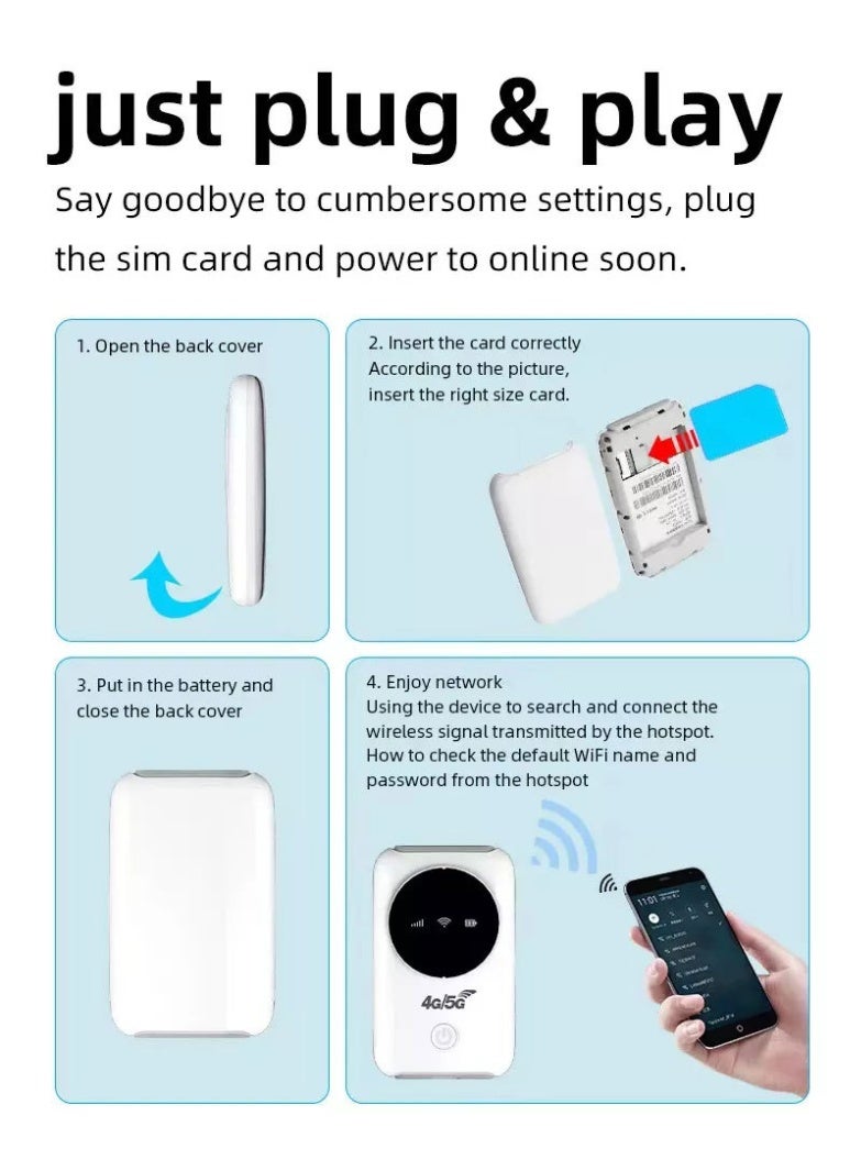 General Portable Mobile WiFi, 4G LTE Portable WiFi SIM Card Slot Unlock 5G WiFi Wireless Lightweight portable wifi sharer  - Image 5
