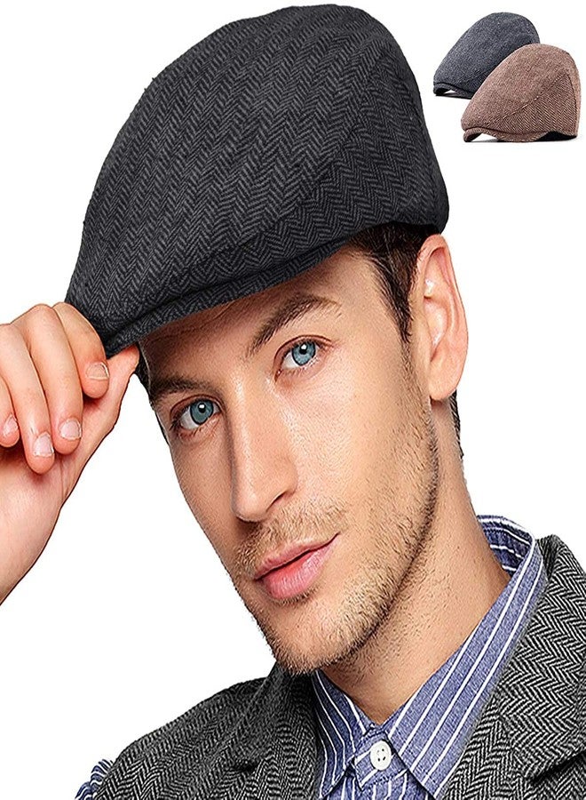 RR DESIGN Cotton Golf/Flat Cap for Men/Gatsby Newsboy Hat Cap for Men-Pack of 2-Free Size-Assorted Pattern - Image 1