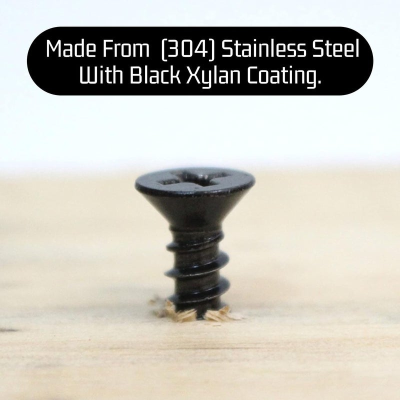 Bolt Dropper #8 x 3/8-Inch Black Screws, Pack of 25 - Xylan Coated Stainless Steel Flat Head Phillips Short Wood Screws - Corrosion Resistant for Wood, Drywall Applications, and Outdoor Projects - Image 4