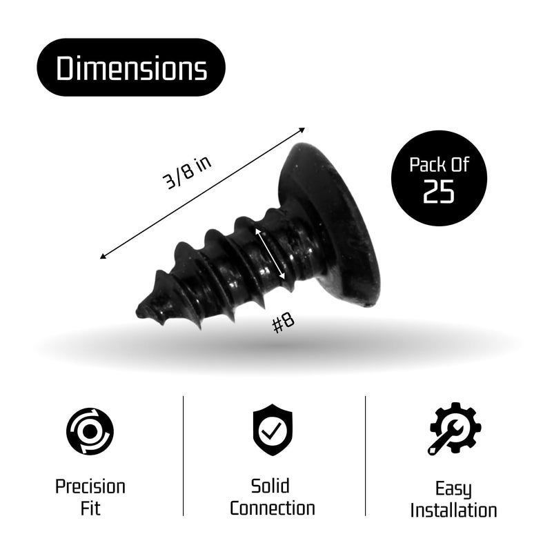 Bolt Dropper #8 x 3/8-Inch Black Screws, Pack of 25 - Xylan Coated Stainless Steel Flat Head Phillips Short Wood Screws - Corrosion Resistant for Wood, Drywall Applications, and Outdoor Projects - Image 3
