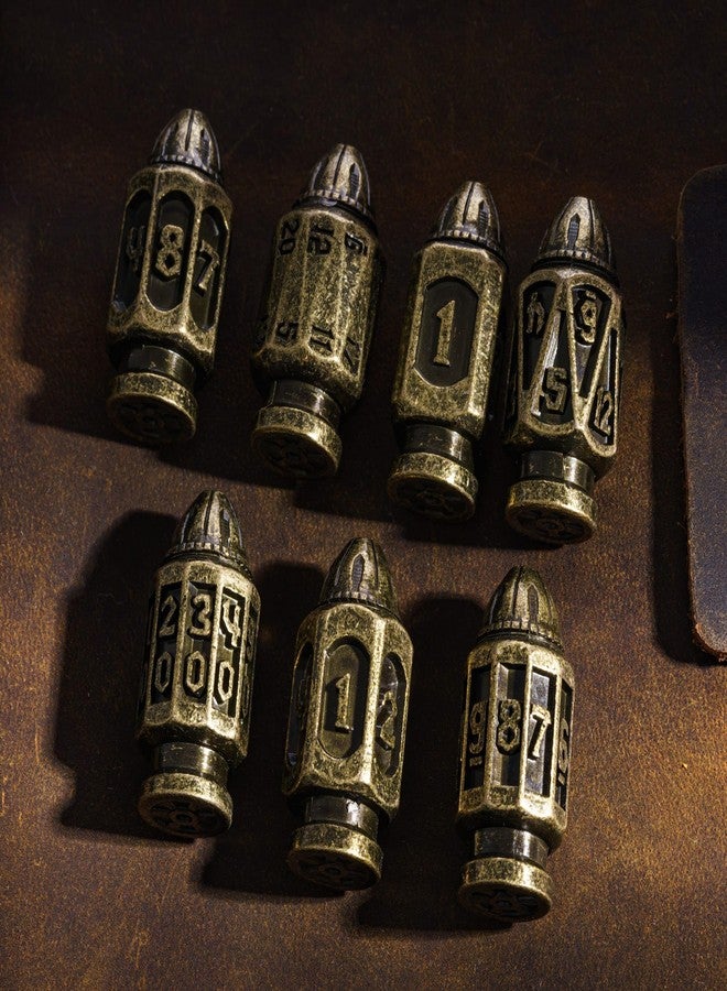 UDIXI Metal DND Bullet Dice Set, Polyhedral Bullet Metal Dice Set Bronze - Image 3