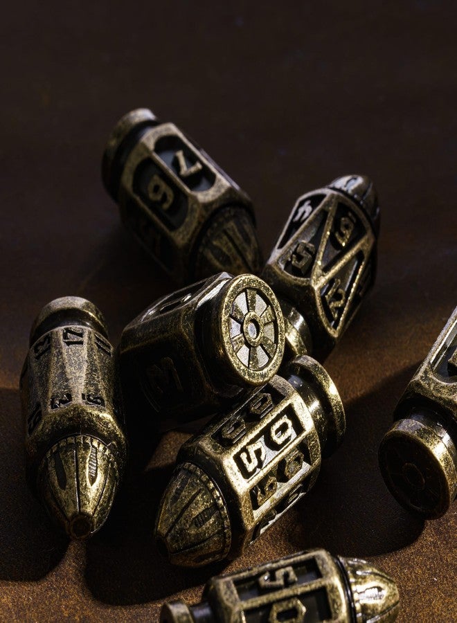 UDIXI Metal DND Bullet Dice Set, Polyhedral Bullet Metal Dice Set Bronze - Image 5