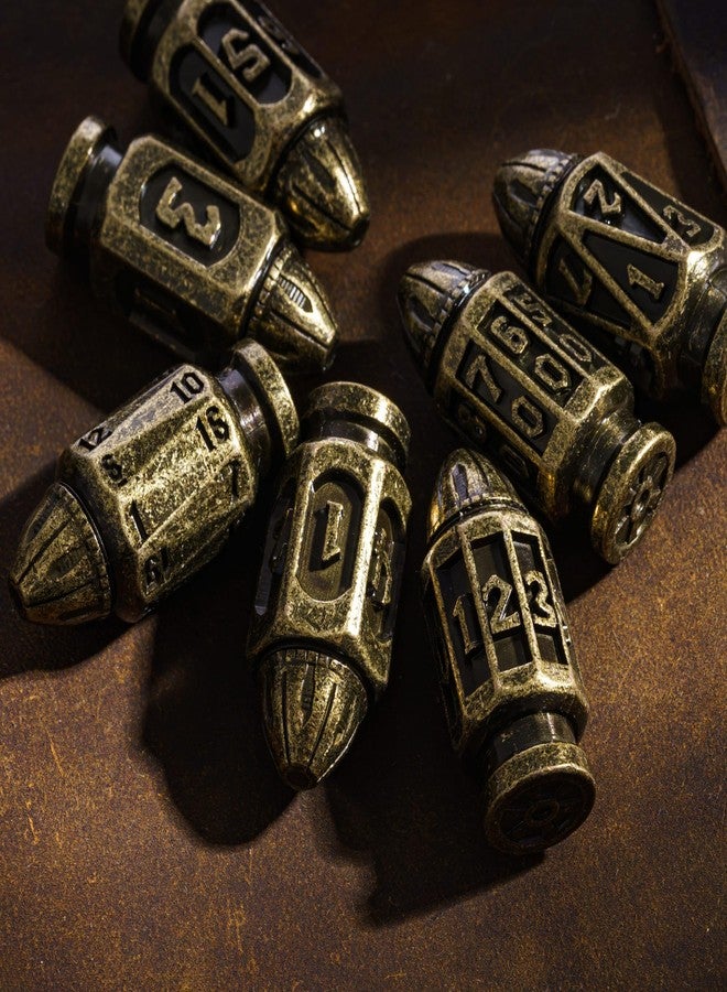 UDIXI Metal DND Bullet Dice Set, Polyhedral Bullet Metal Dice Set Bronze - Image 4