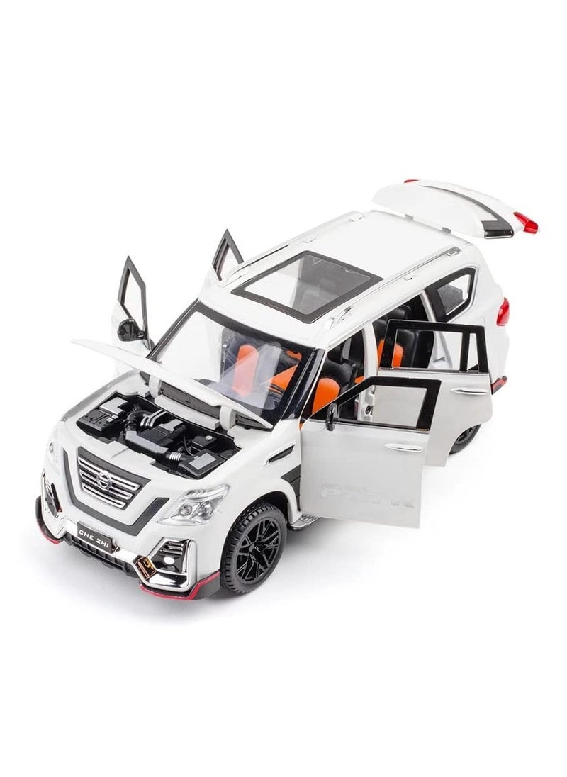 CHE ZHI 1:24 Diecast Model Alloy Off-Road Vehicle – Metal Pull Back Car with Sound & Light, 6 Openable Doors Toy Vehicle for Kids Gift (WHITE)  - Image 2