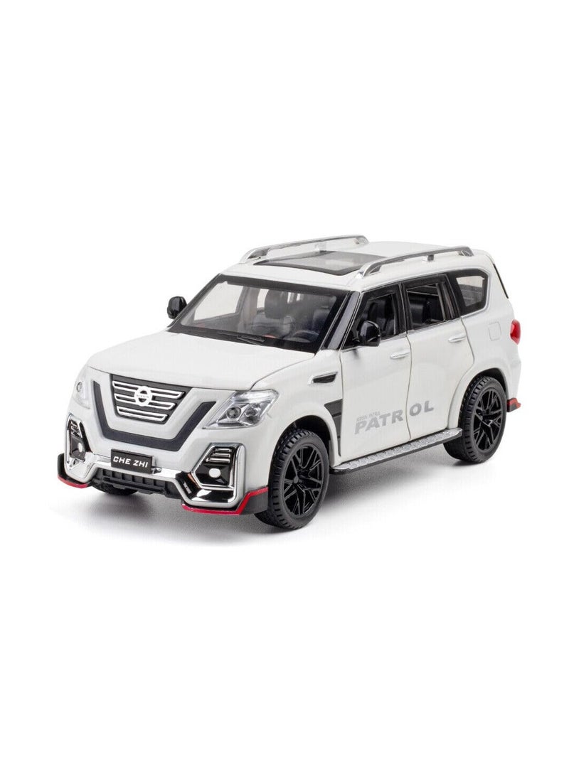 CHE ZHI 1:24 Diecast Model Alloy Off-Road Vehicle – Metal Pull Back Car with Sound & Light, 6 Openable Doors Toy Vehicle for Kids Gift (WHITE)  - Image 1