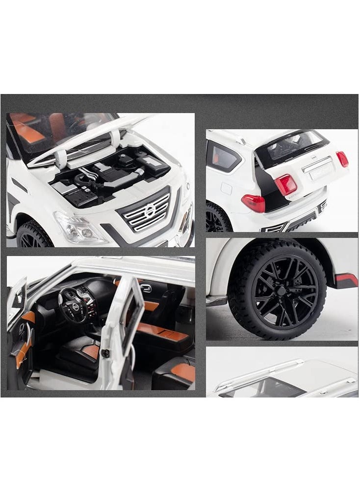 CHE ZHI 1:24 Diecast Model Alloy Off-Road Vehicle – Metal Pull Back Car with Sound & Light, 6 Openable Doors Toy Vehicle for Kids Gift (WHITE)  - Image 3