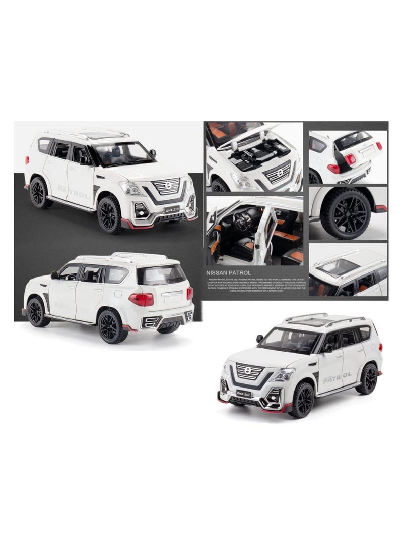 CHE ZHI 1:24 Diecast Model Alloy Off-Road Vehicle – Metal Pull Back Car with Sound & Light, 6 Openable Doors Toy Vehicle for Kids Gift (WHITE)  - Image 5