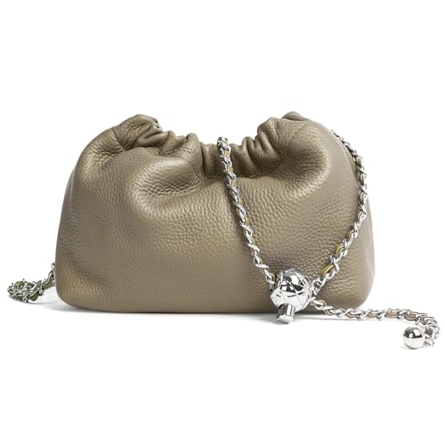 Joryin Trendy Dumpling Women's Crossbody Bag - Evening Clutch Genuine Leather Hobo Cloud Purse, Nude - Image 1
