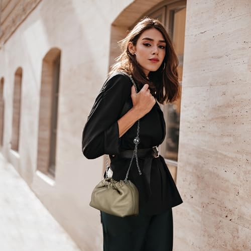 Joryin Trendy Dumpling Women's Crossbody Bag - Evening Clutch Genuine Leather Hobo Cloud Purse, Nude - Image 2