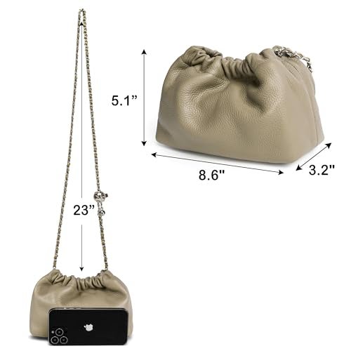 Joryin Trendy Dumpling Women's Crossbody Bag - Evening Clutch Genuine Leather Hobo Cloud Purse, Nude - Image 5