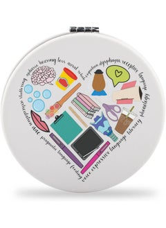 SEIRAA SEIRAA Speech Therapist Pocket Mirror SLP Gifts Speech Pathologist Makeup Mirror Speech Therapy Gifts for Therapist (Brain Heart) 