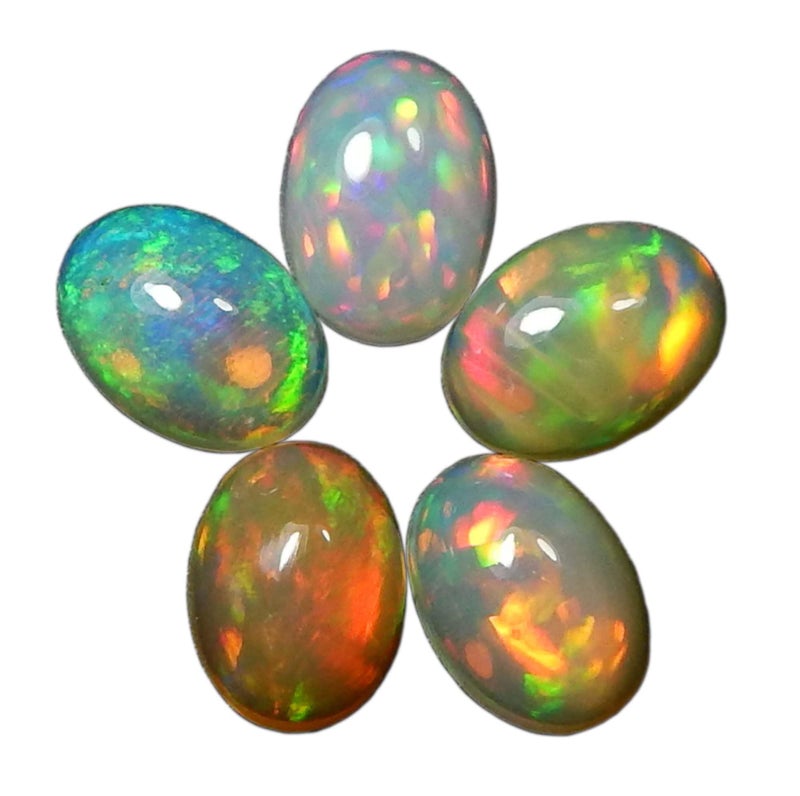 Myhealingworld Natural Ethiopian Opal 5x7mm oval cabochon AAA quality loose calibrated gemstones for jewelry making oval 5x7mm - 5 stones - Image 1