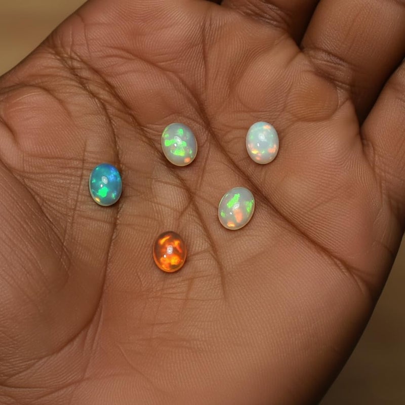 Myhealingworld Natural Ethiopian Opal 5x7mm oval cabochon AAA quality loose calibrated gemstones for jewelry making oval 5x7mm - 5 stones - Image 4