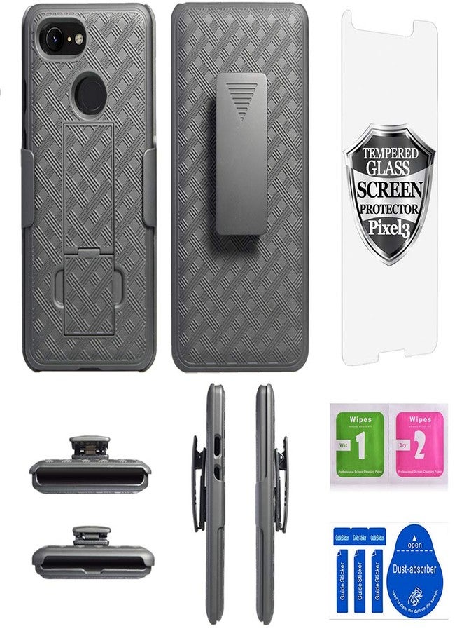 Ailiber Case for Google Pixel 3, Pixel 3 Phone Case Holster with Screen Protector, [Full Body Shockproof Armor Protection][Swivel Belt Clip][Kickstand] 2in1 Slim Hard Shell Cover-Black - Image 2