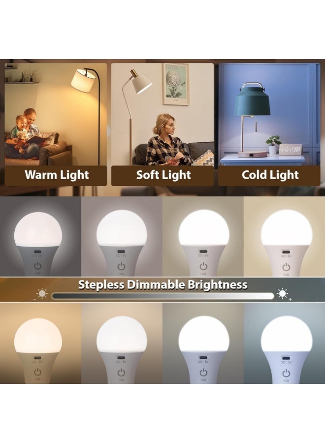 Alruht Rechargeable RGB LED Light Bulb 5W with Remote Control, Dimmable Color Changing Bulb with Hook and Auto-Off Timer, E26 Base for Home, Camping and Emergency Lighting - Image 4